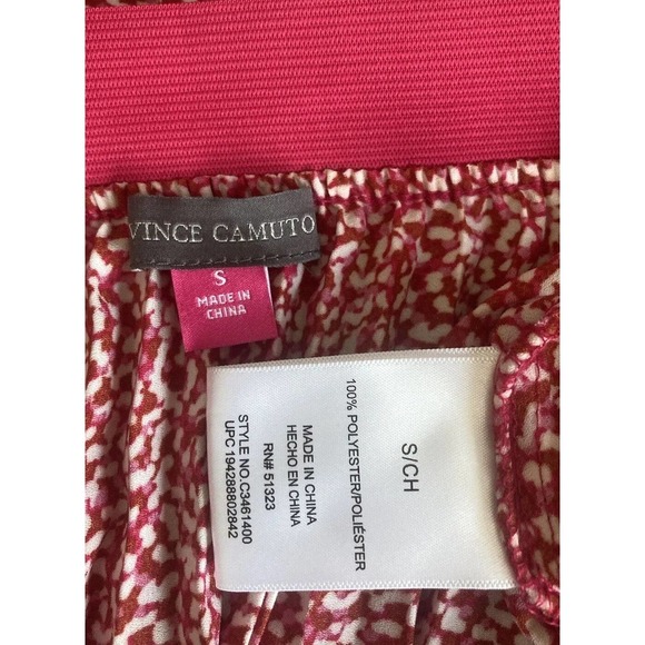 Vince Camuto Women's Red, Pink, & Ivory Pleated Elastic Waist Midi Skirt New - Picture 3 of 16